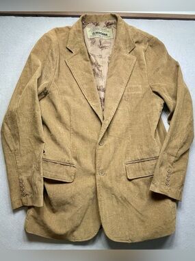 Machine Clothing Co Tan Corduroy Blazer Dragon Lined XL 90s Y2K
